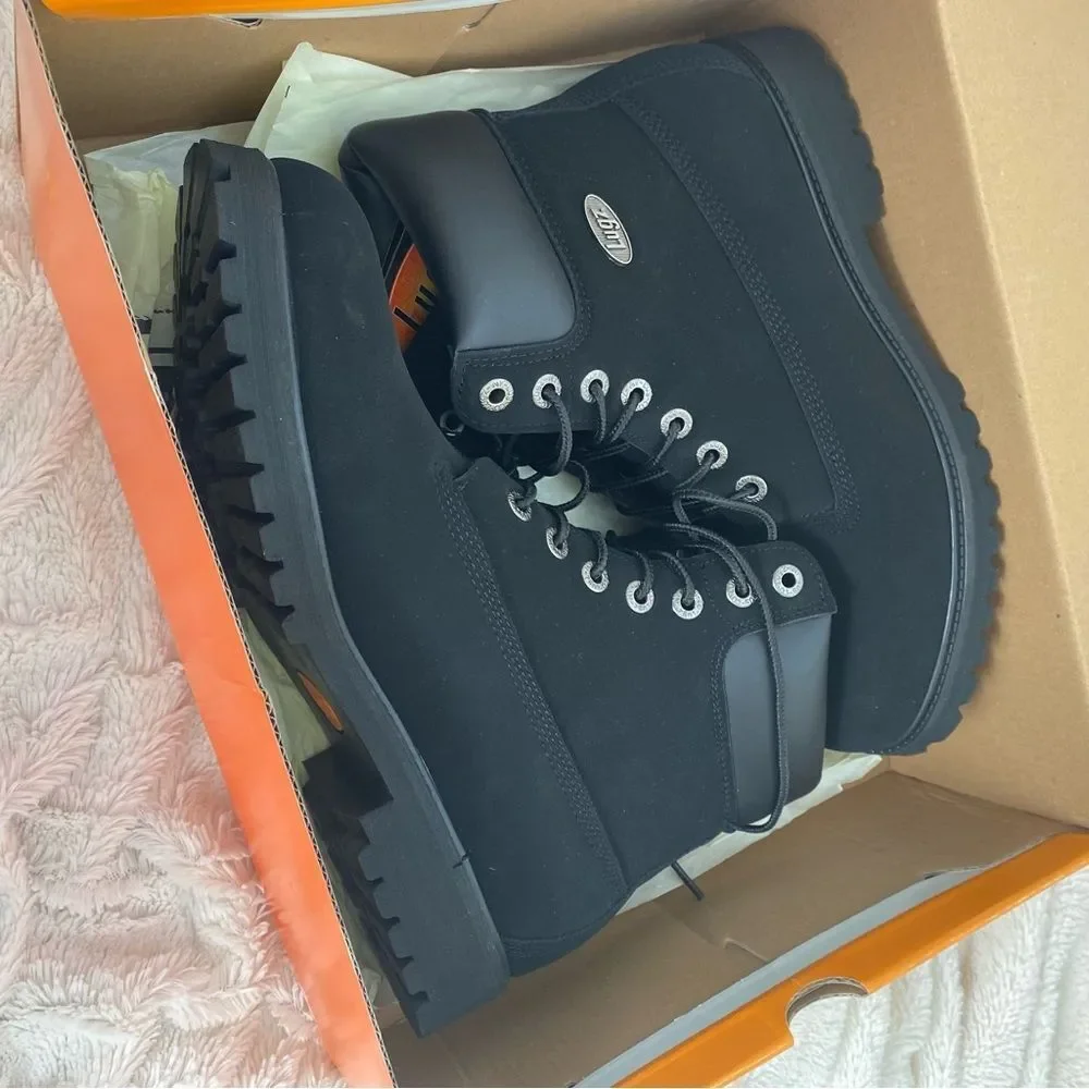 NIB Lugz Convoy Fleece 6-Inch lace-up Boot black NEVER WORN